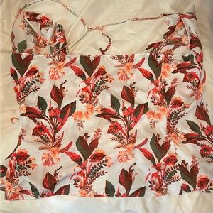 Cute floral crop wrap around spaghetti strap dress top